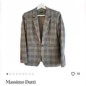 Massimo Dutti 100% Plaid Wool Blazer - image 1